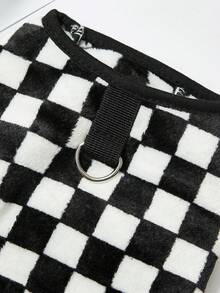 PETSIN 可爱的动物印花天鹅绒宠物背心 - 温暖的羊毛可爱外套，配有牵引扣，舒适安全，适合小型犬、猫、泰迪犬，非常适合日常使用和外出 - 黑色 - 查看 7