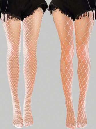 Goth 2 pezzi Collant/Leggings/Pantaloni attillati in rete elastica da donna