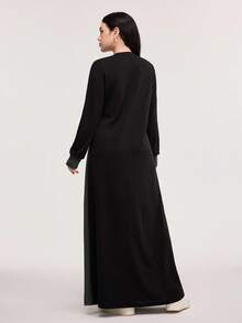 Veilorie 女式秋季休闲拼色阿拉伯风格连衣裙长袍连衣裙端庄连衣裙穆斯林连衣裙 - 彩色 - 查看 5