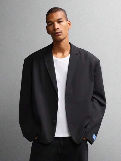 SUMWON 短款宽松休闲西装外套经典翻领设计专业商务正式现代简约轻便办公装秋冬必备外套精致风格