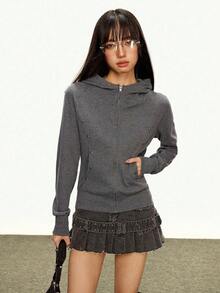 Rina Fox Women's Long Sleeve Beaded Zipper Front Casual Hoodie Jacket Fall Winter Cloth For Women