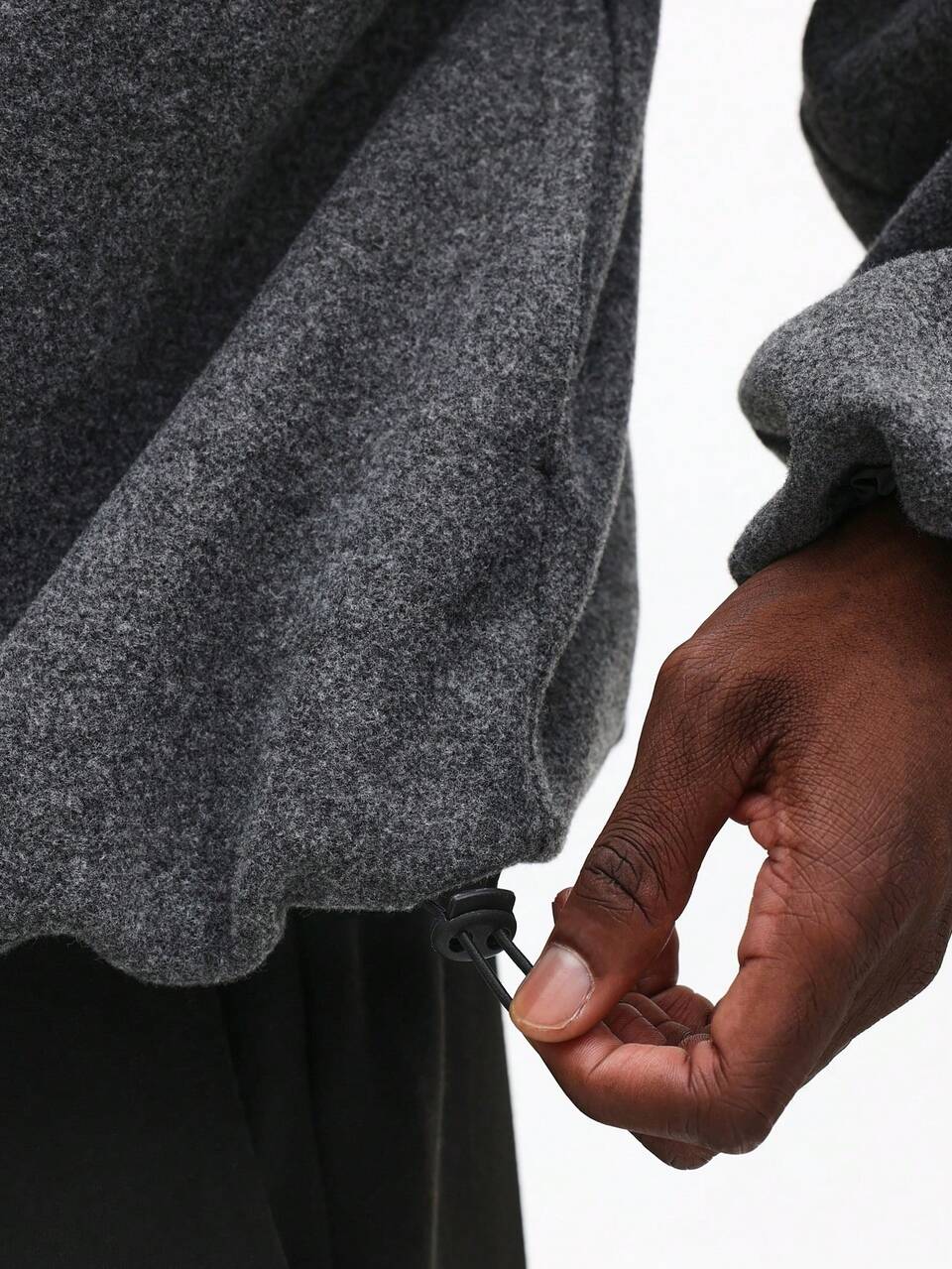 Oversized Wool Zip Up Jacket With Ribbed Collar