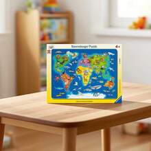 Ravensburger World Map With Animals 30 Piece Jigsaw Puzzle Age 4 Years+ 6641 - Multicolor - View 2