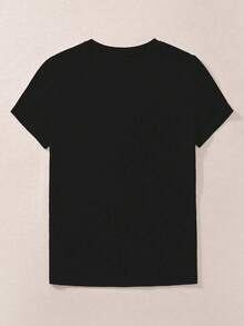 EMERY ROSE Áo thun cổ tròn họa tiết thường ngày cỡ lớn, dễ thương và thoải mái khi đi nghỉ - màu đen - Xem 2