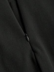 Sweetra Petite 秋冬季蝴蝶结腰部性感开衩A字黑色迷你裙，适合娇小身材女性 - 黑色 - 查看 5