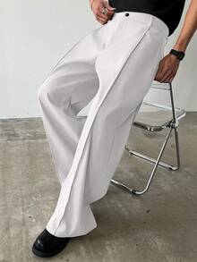 Manfinity Homme Men's Solid Color Casual Pants Men Wide Leg Pants