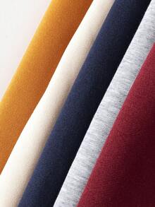 SHEIN Genkimix Kids 男童休闲罗纹腰带和下摆五片式运动裤 - 彩色 - 查看 3