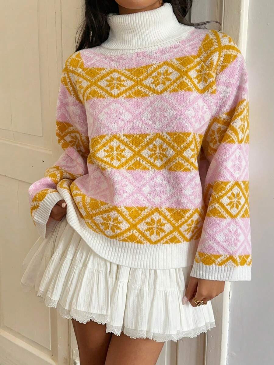 SHEIN Unity Casual Versatile Fair Isle Sweater - Multicolor - View 1