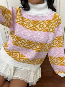 SHEIN Unity Casual Versatile Fair Isle Sweater - Multicolor - View 4