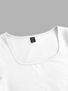 SHEIN EZwear 3 件女式短袖短款休闲修身 T 恤，适合夏季 - 白色 - 查看 8