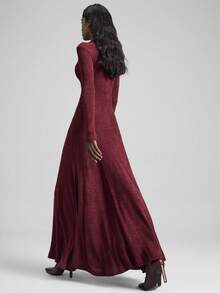 Ontre Vestido feminino elegante, casual e acinturado, com modelagem evasê, da coleção Outono/Inverno 2025, ideal para o Ano Novo e o Natal. - Castanho Café - Ver 4