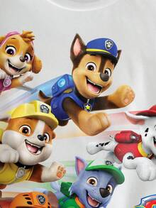 SHEIN | PAW Patrol Young Boy Summer Cute Cartoon Dog Print Short Sleeve T-Shirt Kids Cartoon Shirt Boys Pets T Shirt Boys Cartoon Shirt - White - View 3
