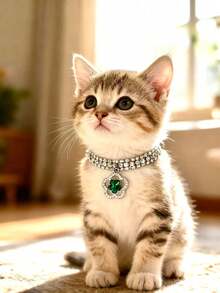 PETSIN 1 件宠物花水钻项链，可调节颈围，猫项链，狗项链，宠物配件，宠物用品