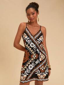 Travachic 度假编织复古印花细肩带女式迷你连衣裙 - 彩色 - 查看 4