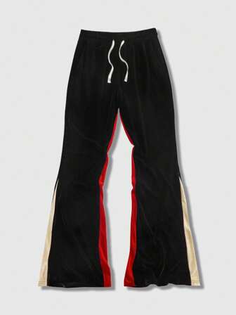 Street Life Men's Casual Contrast Color Drawstring Waist Loose Pants, Autumn/Winter