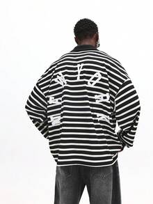 SUMWON Polo chemise de rugby coupe ajustée avec rayures horizontales et imprimé logo pour un style casual de rue