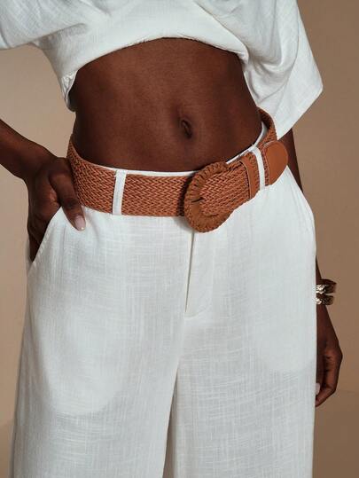 JIAN LASALA 1 Pc Women's Bohemian Style Handwoven D-Buckle Wax Rope Belt, Versatile For Dresses And Cardigans Summer, School Fall, Autumn, Halloween