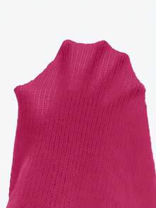 EMERY ROSE Women's Loose Fit Crew Neck Oversized Pullover Sweater With Ribbed Cuffs, Christmas - Hot Pink - View 8