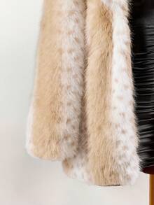 Amplova Áo khoác lông nhân tạo cho nữ, trang phục thường ngày ấm áp khi ra ngoài vào mùa thu/đông - Nhiều màu - Xem 6