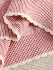 年轻女孩的毛衣套装 - 甜美厚重 3D 手工蝴蝶结和珍珠缀饰粉色针织套装，宽松百搭时尚长袖套头衫 + 裤子两件套，适合秋冬季日常穿着、外出和旅行 - 粉色 - 查看 9