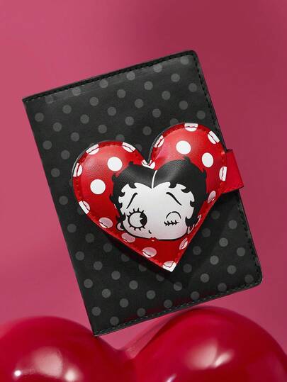 Betty Boop x SHEIN 1个PU皮革卡通人物图案护照夹，可收纳护照和登机牌，包含两个卡槽，适合女性，适合旅行，俏皮、性感、充满爱意，是送礼佳品，也适合派对、节日、情人节等场合。