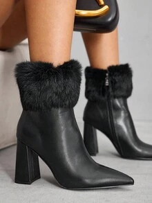 CUCCOO SZL Women's Versatile Sexy European And American Style High Heel Ankle Boots - Black - View 5