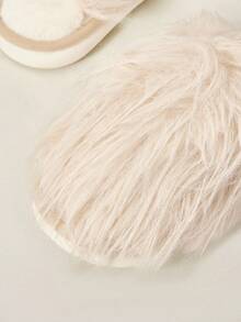 Cuccoo Women's Solid Color Fuzzy Patchwork Casual Slippers - Apricot - View 3