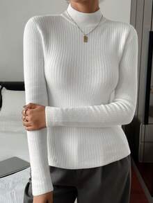 DAZY Thermal Lined Turtleneck Sweater For Women, Slim Fit Pullover Base Layer, Autumn/Winter - Beige - View 5