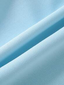 SHEIN 2pcs/Set Young Boy Cute Casual Yellow Embroidered Sweatshirt And Black Pants Comfortable Outfit, Spring - Baby Blue - View 5