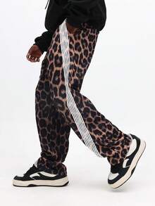 Quần thể thao họa tiết da báo có sọc bên hông, thoải mái, vừa vặn, dễ chịu - màu nâu - Xem 4