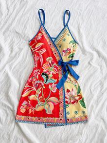 Soleia Váy quấn mini họa tiết lá cọ dừa nhiệt đới dành cho nữ - Nhiều màu - Xem 6