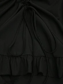 Sunspun Chân váy xếp ly chắp vá phong cách Gothic Punk cỡ lớn không đối xứng - màu đen - Xem 6