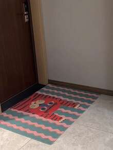 Joivida 1 件装多巴胺硅胶弹簧门垫，卡通图案，耐磨防污，家用入口垫，可刮除污垢和泥浆，可裁剪，圣诞节、情人节适用 - 彩色 - 查看 4