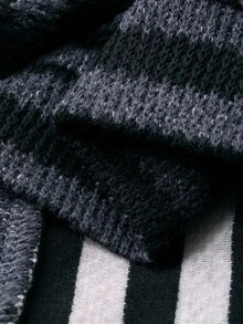 DAZY 小男孩条纹落肩长袖单排扣夹克和裤子休闲套装，秋冬 - 深灰色 - 查看 8