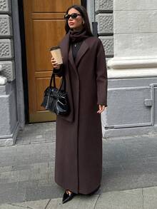 Aloruh Áo khoác cardigan dài siêu dài, khăn quàng cổ dệt kim vô cực thanh lịch dành cho nữ, quần áo thu đông dành cho nữ, quần áo thu đông dành cho nữ - màu nâu - Xem 4