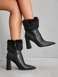 CUCCOO SZL Women's Versatile Sexy European And American Style High Heel Ankle Boots - Black - View 4