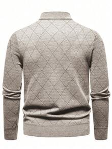 Manfinity Mode Men's Lightweight Half-Zip Knit Sweater, Long Sleeve Pullover, Fall/Winter