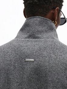 SUMWON 男士超大羊毛拉链夹克冬季外套罗纹领休闲大衣