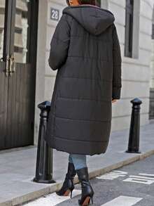 EMERY ROSE Women's Casual Everyday Zip-Up Hooded Jacket - Black - View 2