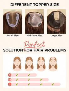 ZERO-NET 4Inch Women's Real Human Hair Short Topper 6.2*7.5 Inches Perfect For Thinning Hair - SNatural - View 8