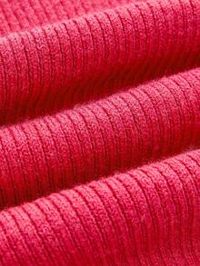 lacRébo Fitted Pink Rib Knitted Cardigan With Pearl Button Front Chic Spring Summer Office Outfits Business Casual Top Going Out Party Top French Style Parisian Style - Hot Pink - View 8