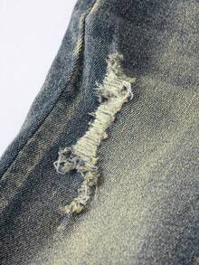 Baby Boy Fall Casual Fashionable All-Match Distressed Washed Vintage Dark Blue Elastic Denim Jeans - Dark Wash - View 6