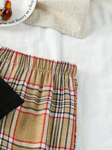 Souflis Souflis 年轻男孩休闲优雅格子华夫格针织长袖 Polo 衫和裤子套装，适合日常穿着、上学、度假和各种场合 - 黑色 - 查看 7