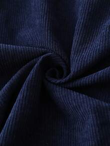 Franclia 这款百搭衬衫领灯芯绒拼接格子连衣裙，适合秋冬季日常通勤、感恩节、圣诞节等各种场合，尽显优雅气质。 - 藏蓝色 - 查看 4