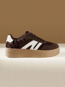 CUCCOO EASI Zapatillas deportivas casuales con cordones y estampado de leopardo, aptas para primavera y otoño - Multicolor - Ver 3