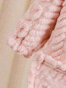 Elladie kids Dziewczęcy, swobodny, minimalistyczny, beżowy, dwustronny, pluszowy kardigan w kształcie serca z kapturem, odpowiedni na kurtkę zimową, idealny do noszenia na co dzień, do szkoły, na zewnątrz, do domu, na jesień/zimę - Różowy - Zobacz 4