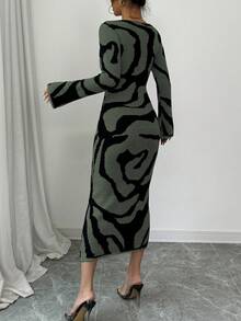 Elenzga Abito maglione da donna con maniche a campana