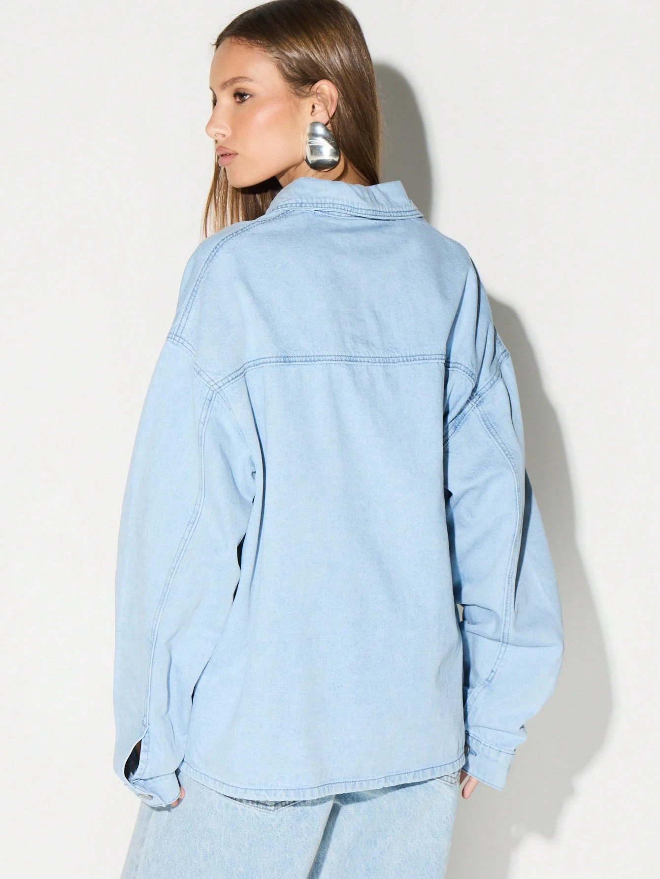 KIZN Camicia oversize in denim con bottoni