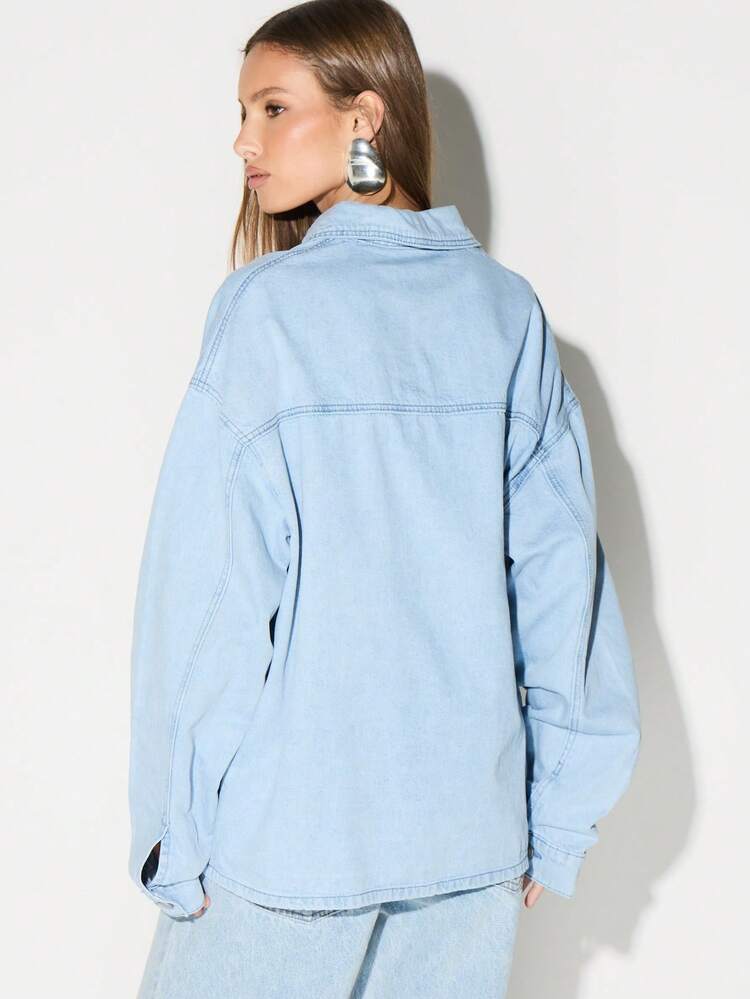 KIZN Oversized Denim Button Up Shirt
