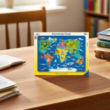 Ravensburger World Map With Animals 30 Piece Jigsaw Puzzle Age 4 Years+ 6641 - Multicolor - View 5